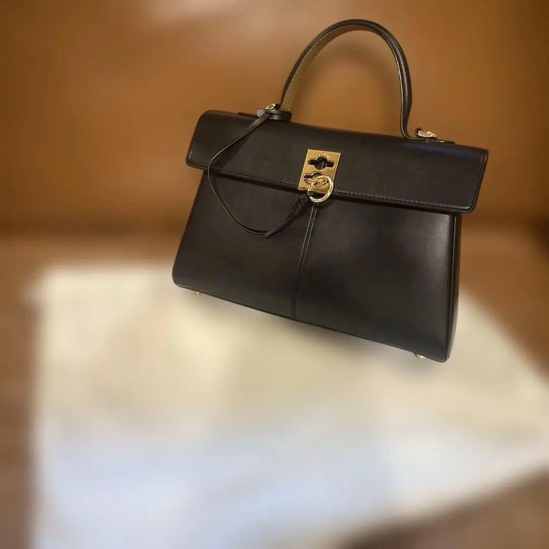 正規、金具不具合】CAFUNE（カフネ） ブラックレザーハンドバッグ