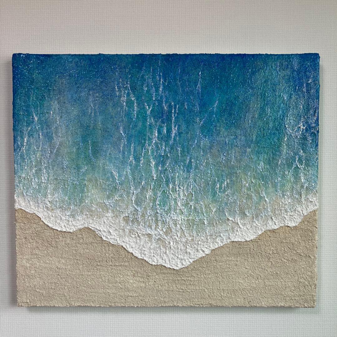 絵画 アクリル画 原画 渚 海 癒し 風景画 テクスチャーアート 一点物