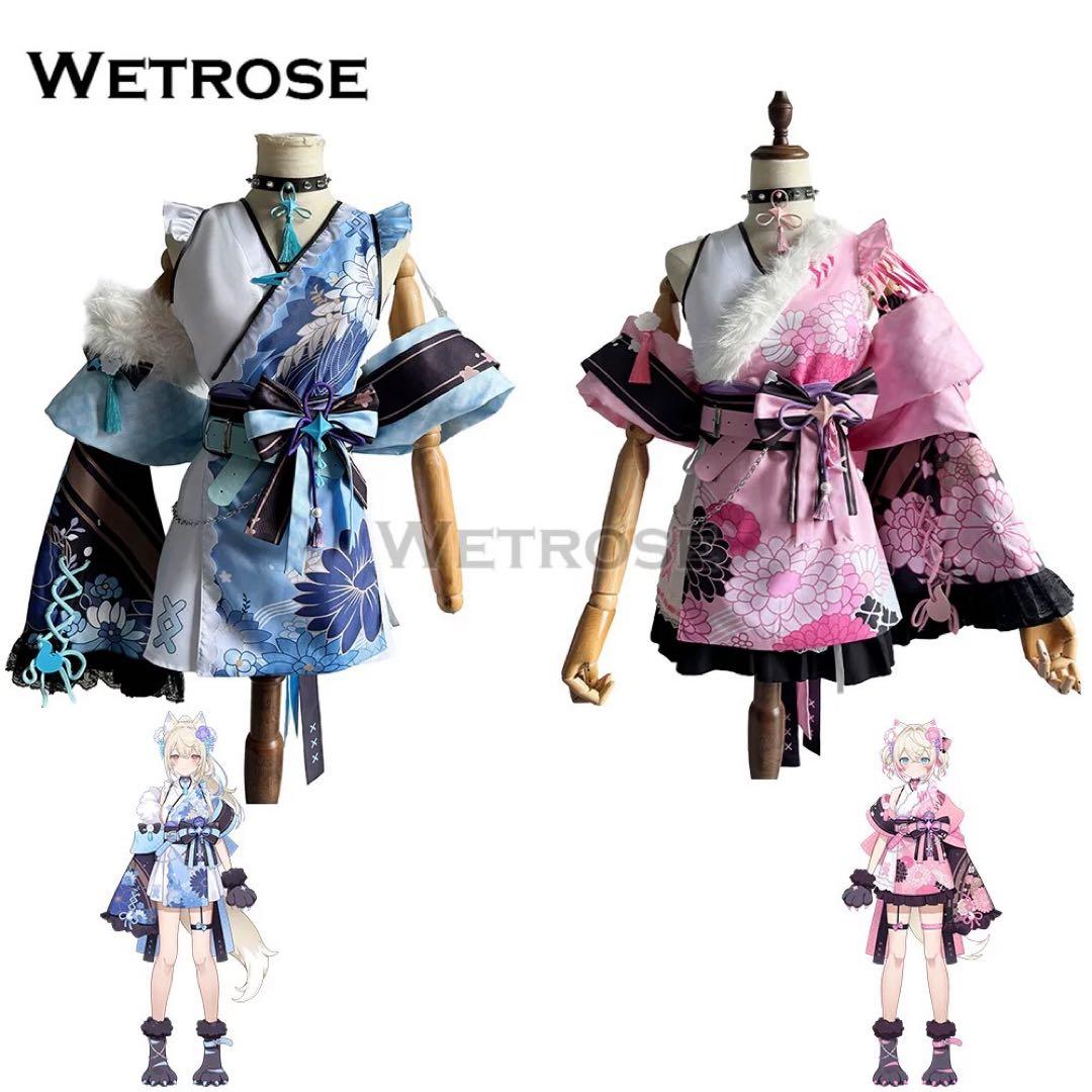 Vtuber FUWAWA MOCOCO和服コスプレ衣装 耳尻尾付き ホロライブ - メルカリ