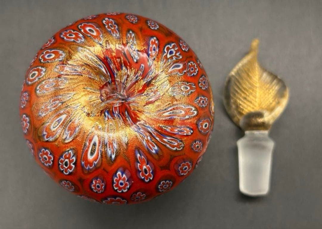 希少 ムラーノ ヴェネチアングラス 香水瓶 ミルフィオリ 置物