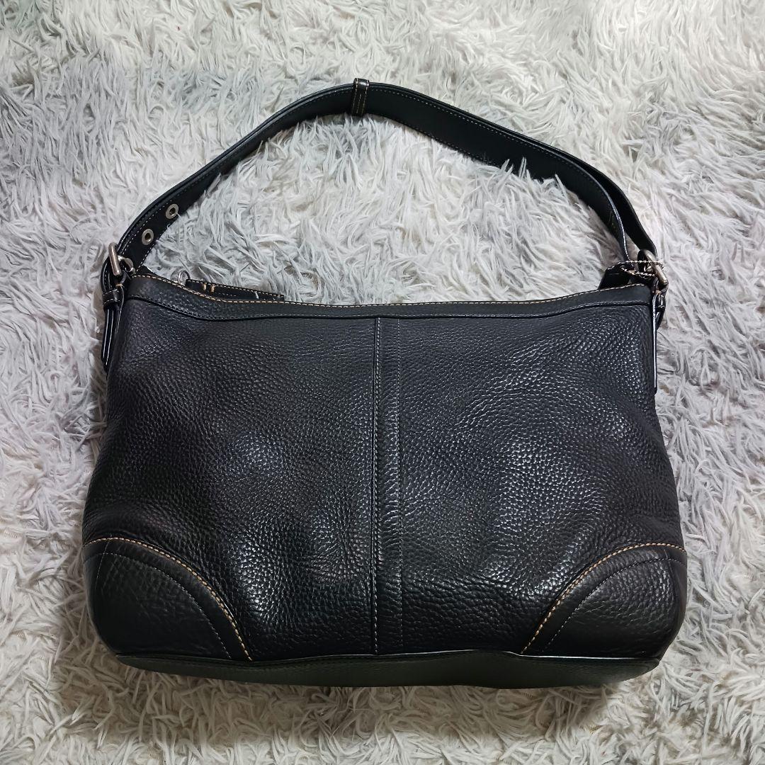 極美品✨コーチ F12323 ワンショルダーバッグ シボ革 レザー 黒 A4