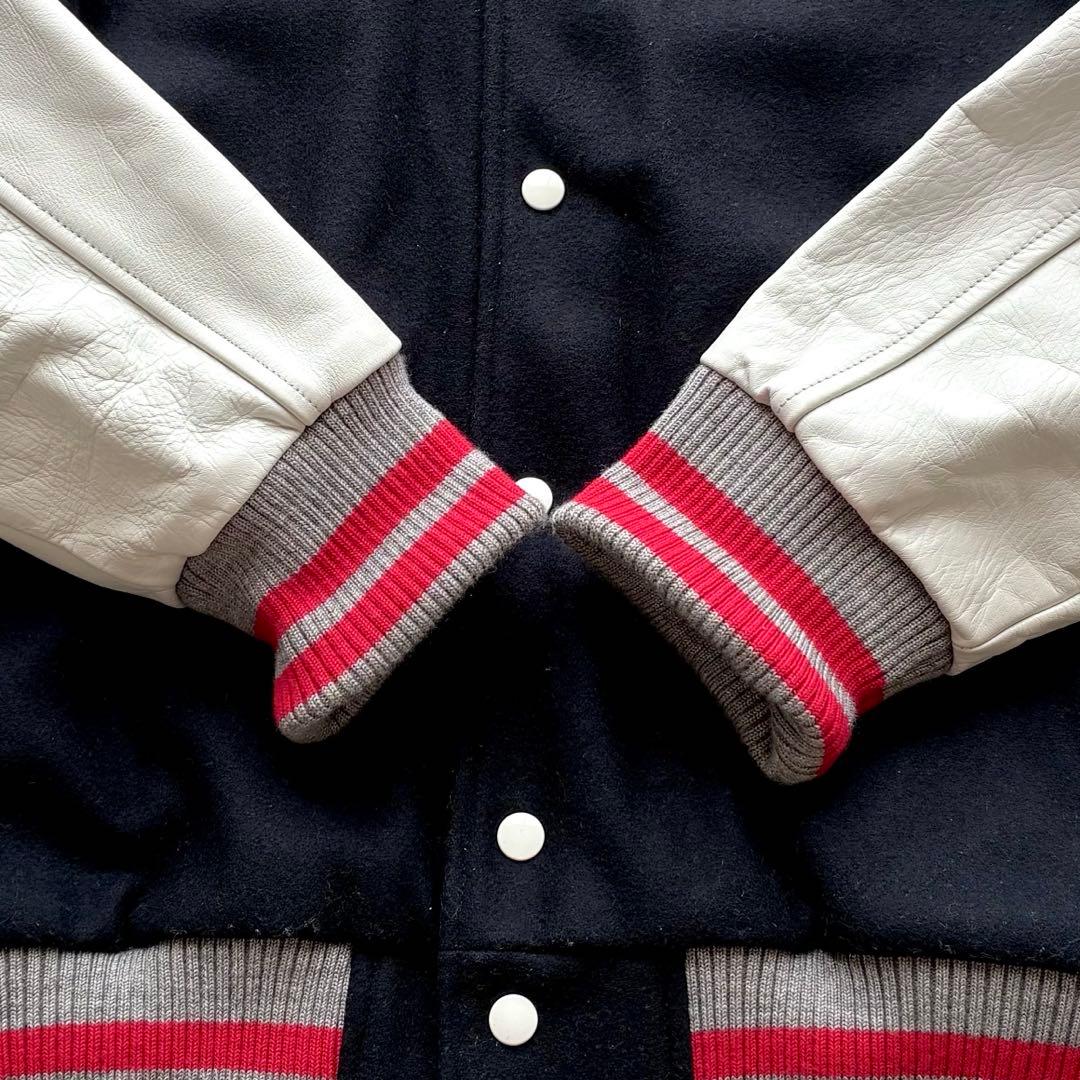 人気 XL】カンタベリー レザー切替 スタジャン キルティング 刺繍 ワッペン