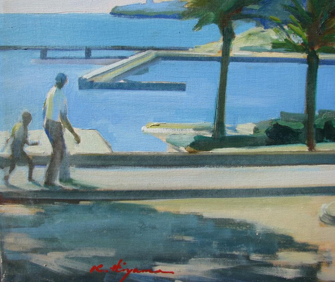 スペインの光と影,檜山健三「夏の海辺」8号油彩,いまもなお画面に