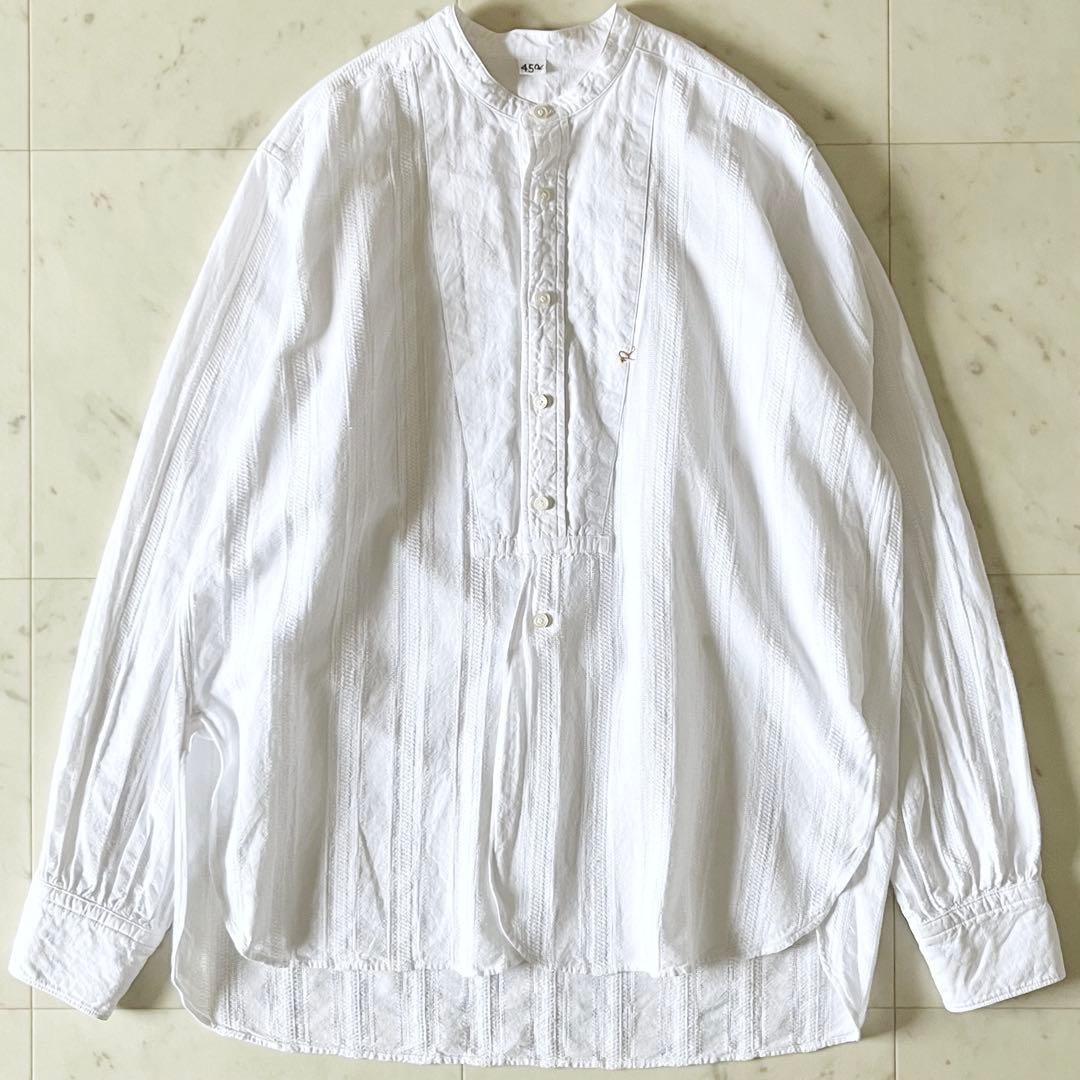 美品＊45R インドカラミレースのビッグーグーシャツ 2 白 R刺繍 日本製