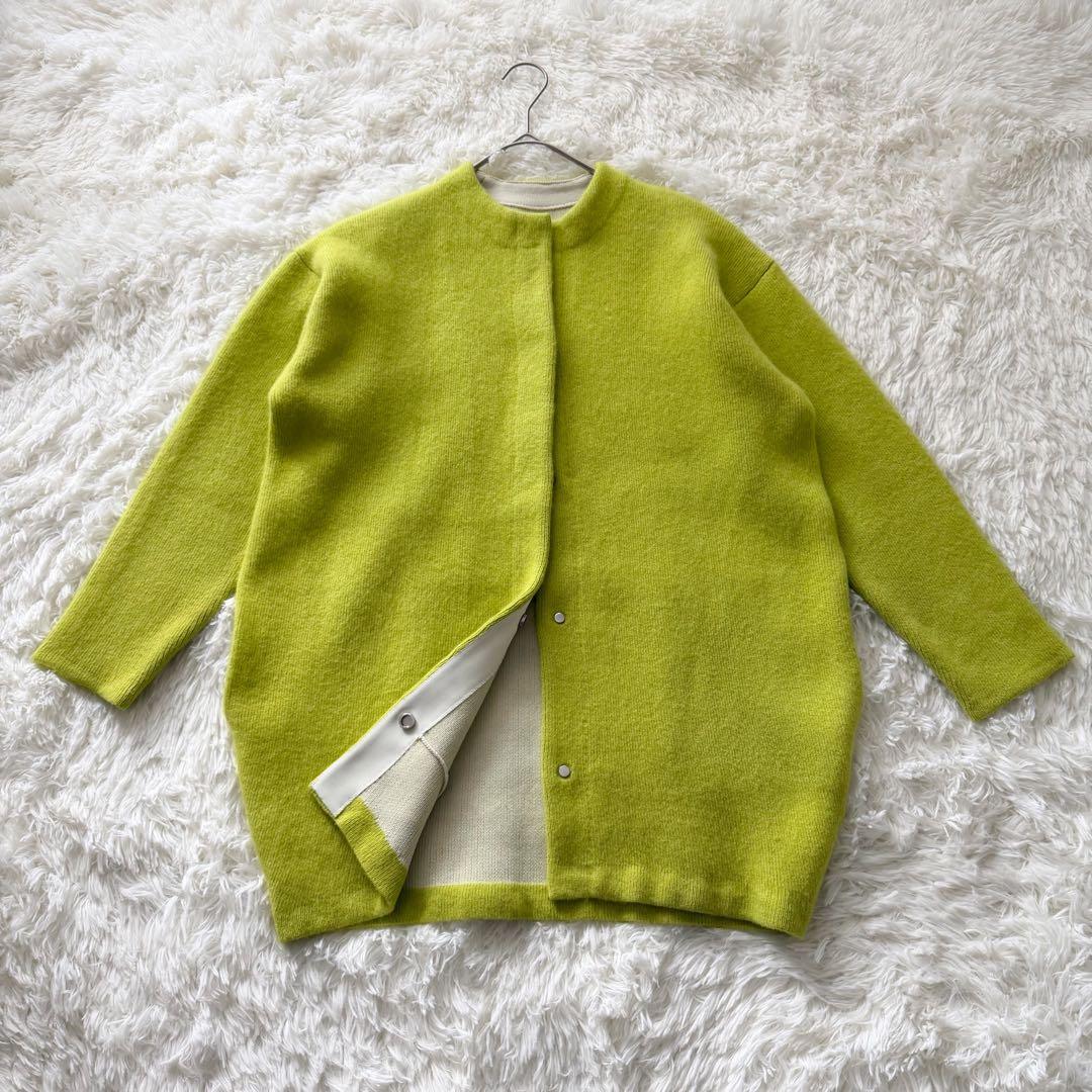 ELENDEEK ラクーンミックス ダブルカーディガン F グリーン ELENDEEK（エレンディーク） カーディガン CNラクーンミックスダブル