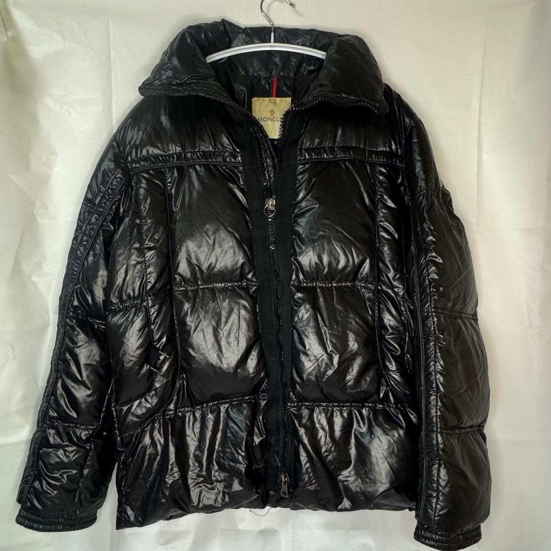 モンクレール　黒　サイズ1 ダウンジャケット　ワッペン MONCLER (モンクレール) スキーワッペン フルジップ ダウンジャケット