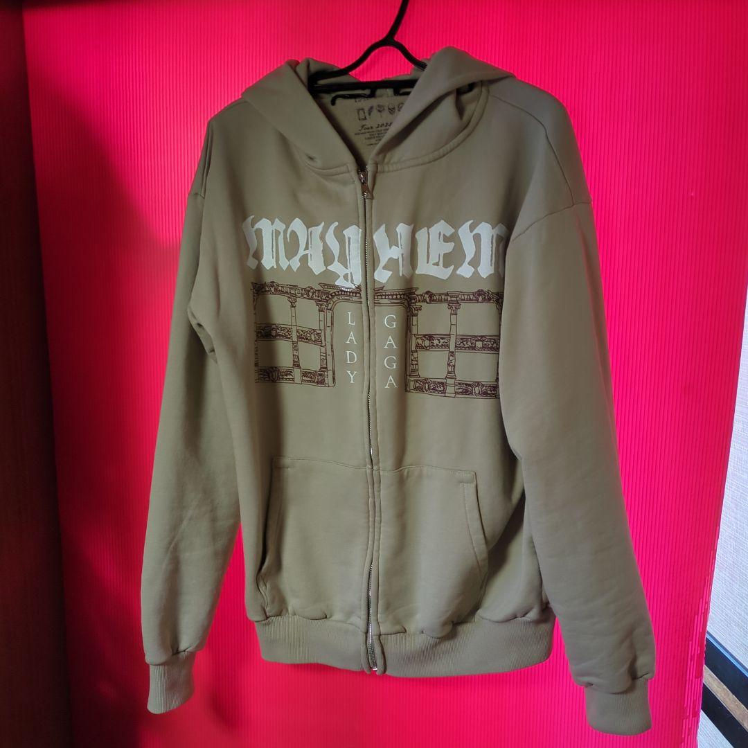SサイズLady Gaga The MAYHEM ZIP HOODIE ベージュ - メルカリ