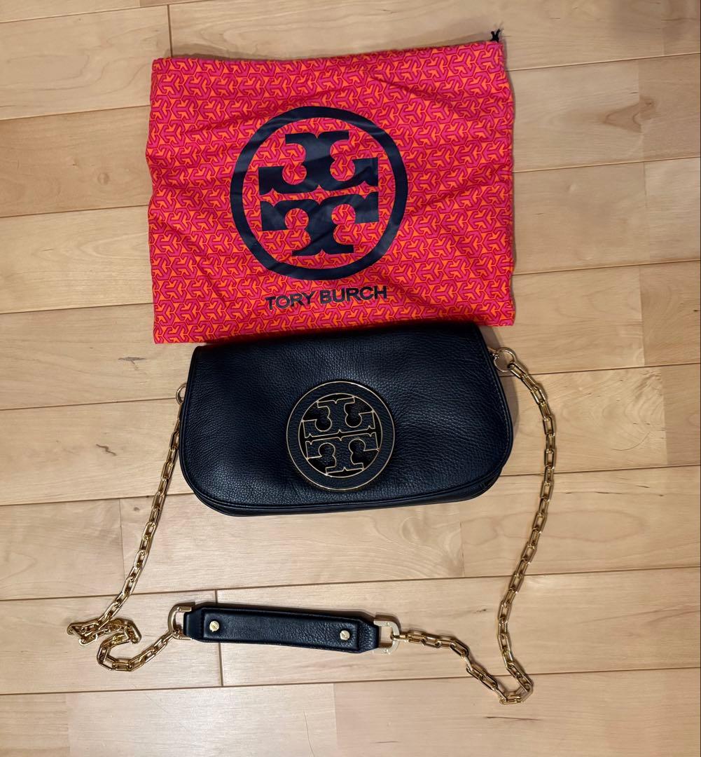 Tory Burch ブラックレザーショルダーバッグ TORY BURCH ブラック レザー ショルダーバッグ - メルカリ