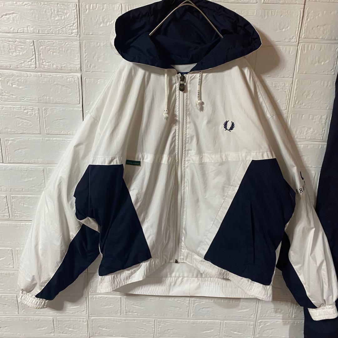フレッドペリー 90s日本製 セットアップナイロンジャケット 総刺繍ロゴ