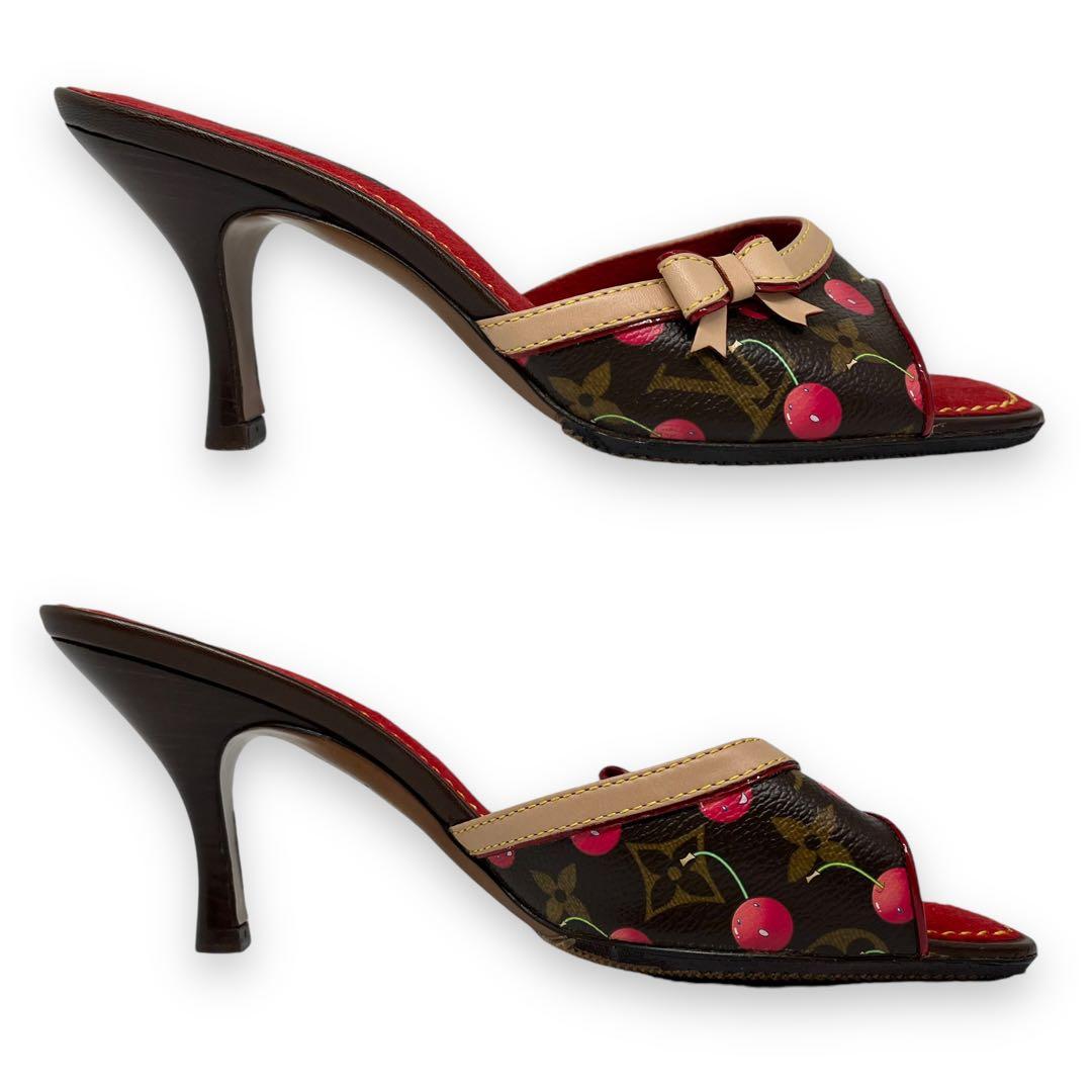 未使用級□ルイヴィトン 村上隆 ミュールサンダル さくらんぼ