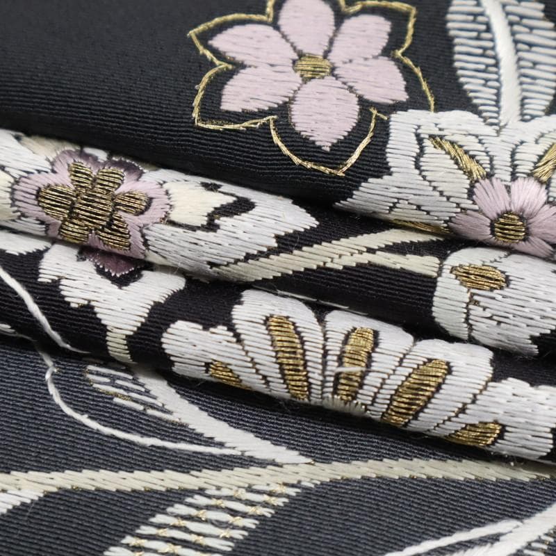 《yume★長尺◆訪問着■極上刺繍◆麗しの花唐草模様◆黒紫HB12-17》