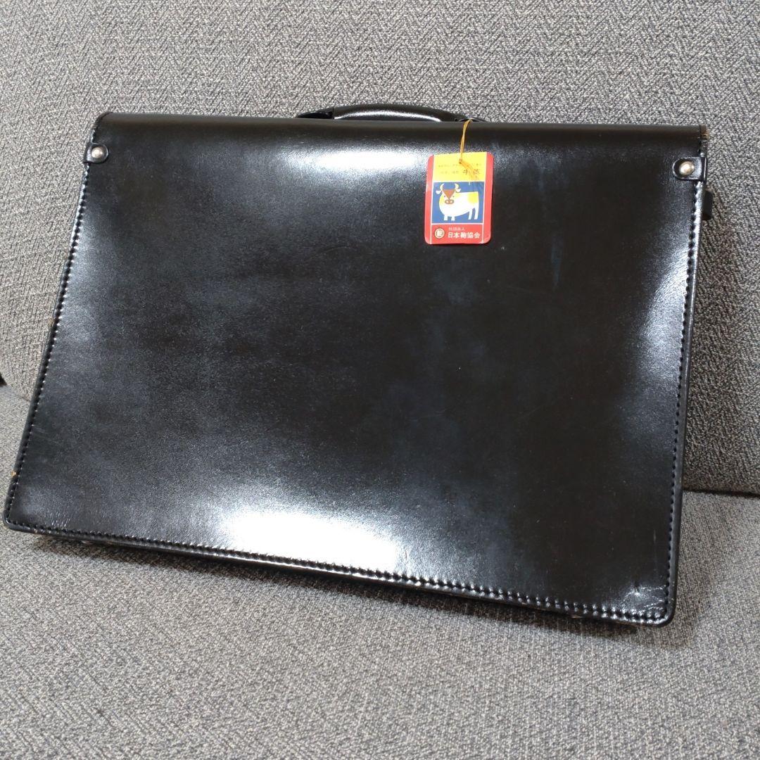 未使用品】学生カバン 昭和レトロ 牛革 学生鞄 ブラック ビジネス