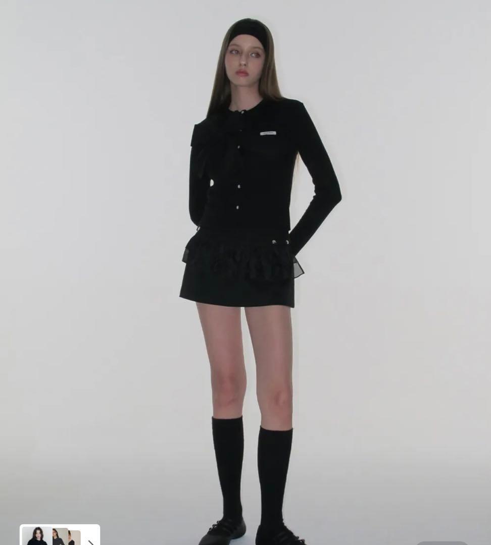 CRANK リボンタイドニットカーディガン_ブラック - メルカリ