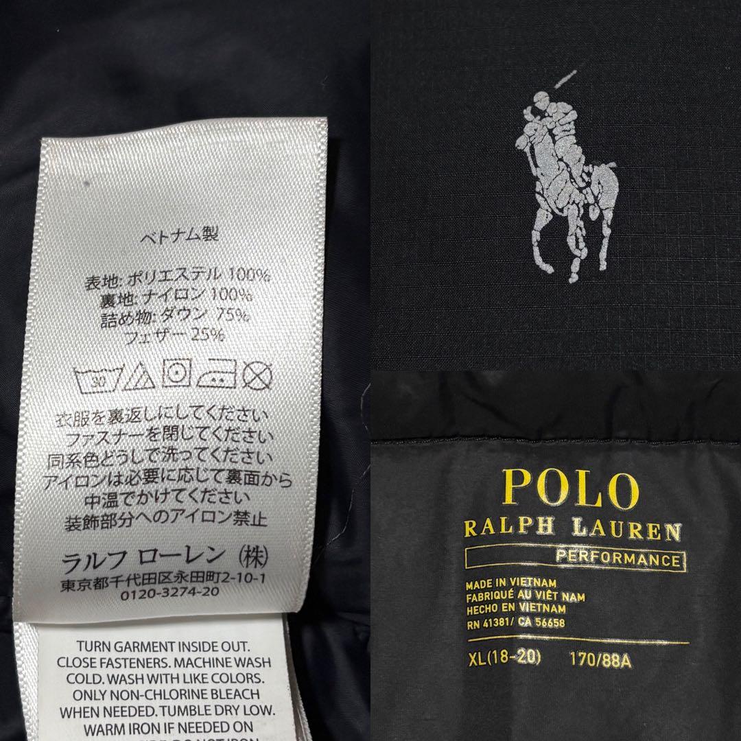 ポロラルフローレン ダウンジャケット M相当 ロゴ ブラック 肉厚 近年