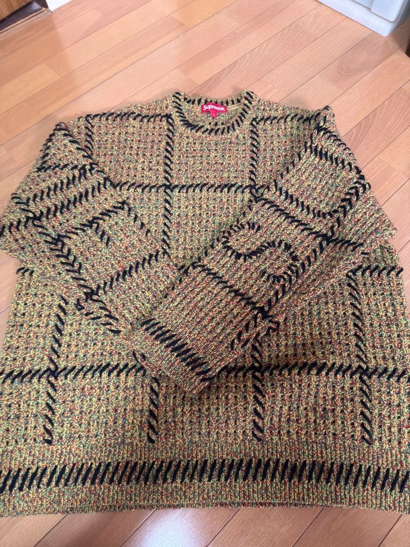 シュプリーム キルトステッチセーター イエロー Lサイズ - メルカリ