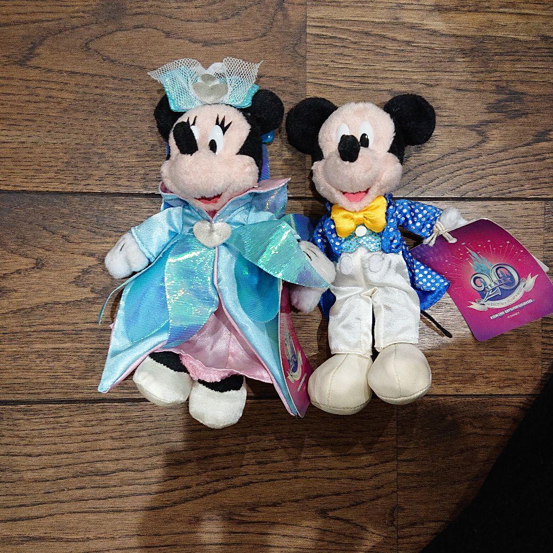 東京ディズニーランド20周年◼️ミッキー&ミニーぬいぐるみ型バッチ