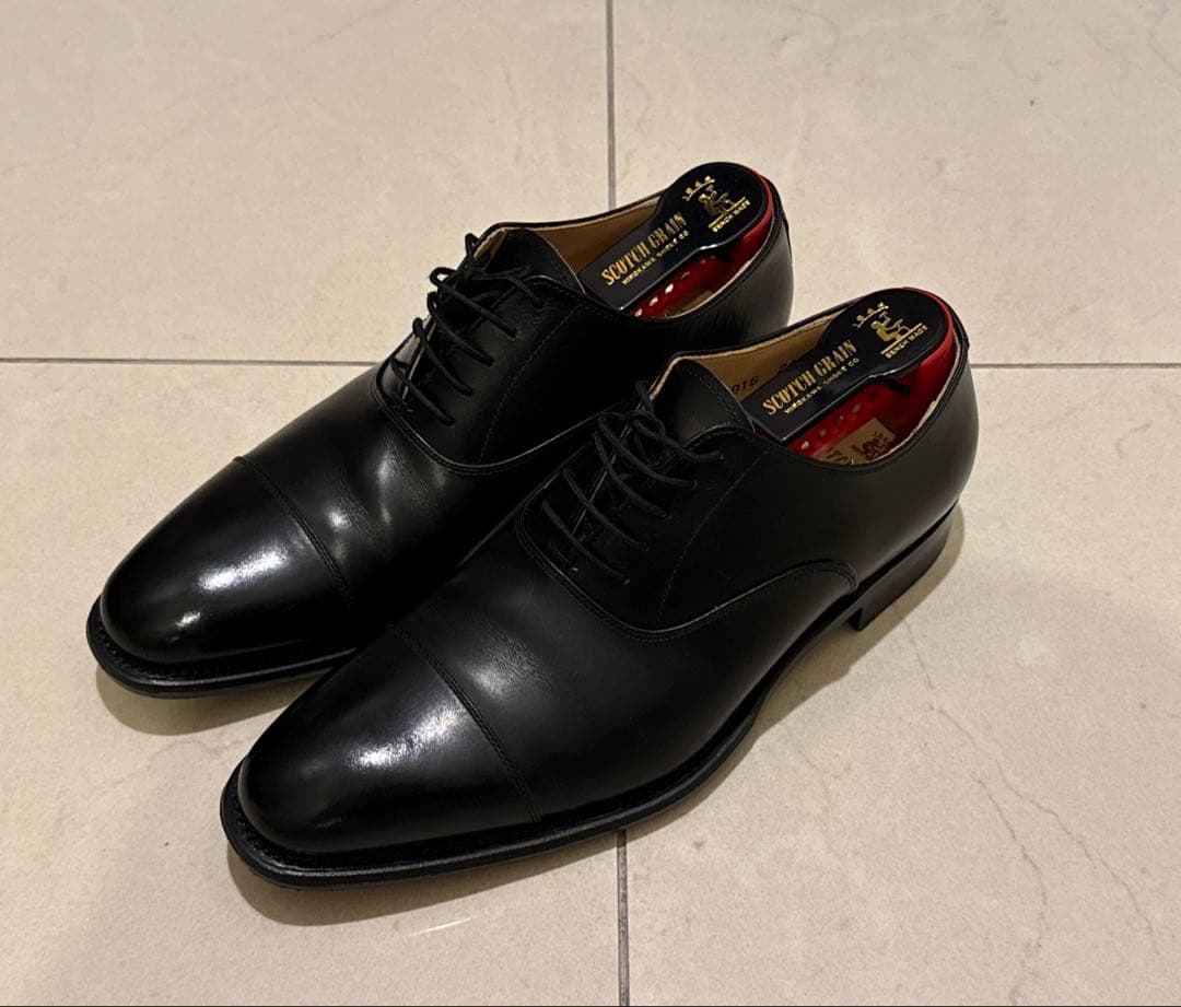 美品 スコッチグレイン オデッサストレートチップ／内羽根 日本製