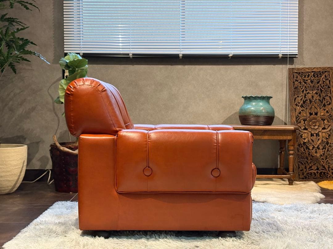 カリモク karimoku オレンジソファ タフティング ヴィンテージ SG