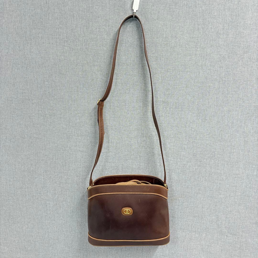 希少 GUCCI オールドグッチ 革 ショルダーバッグ ブラウン