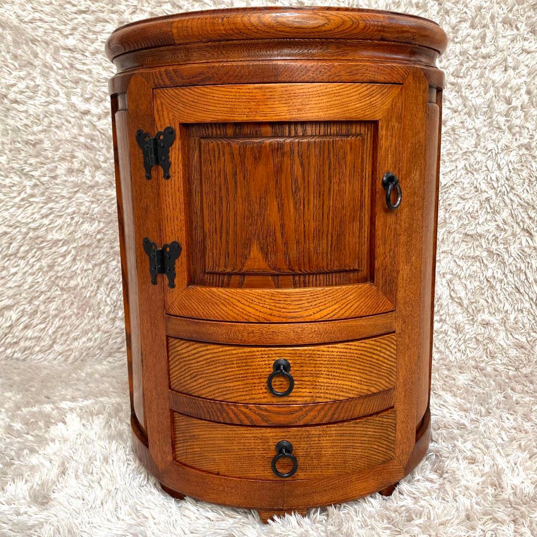 李朝家具✨丸型スツール 小物入れ テーブル アンティーク レトロ 椅子