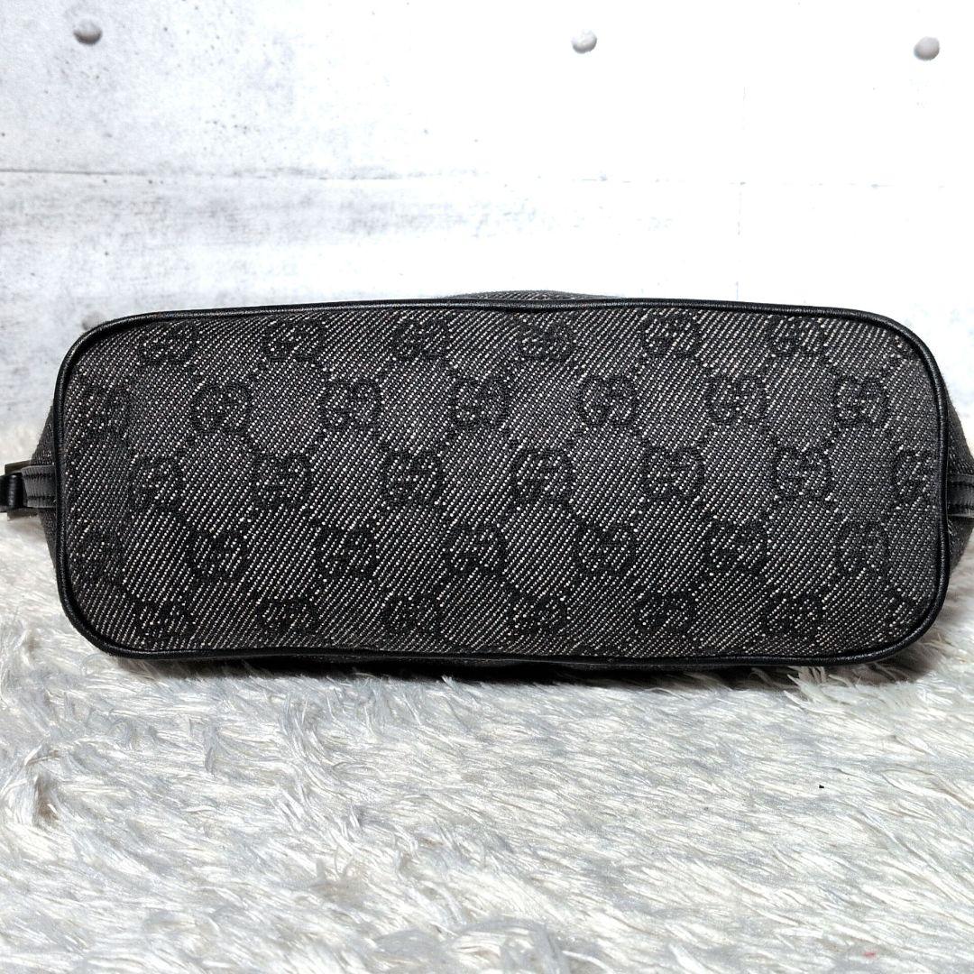 美品】グッチ アクセサリーポーチ GGキャンバス デニム調 07198 グレー