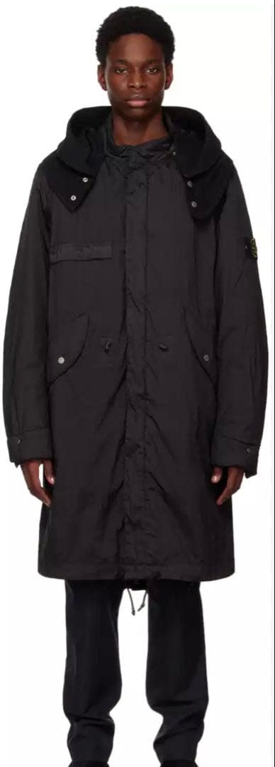 ストーンアイランドSTONE ナイロンメタル中綿モッズコート黒Ｌ ストーンアイランド 22AW Nylon Metal Watro Primaloft Parka ナイロン