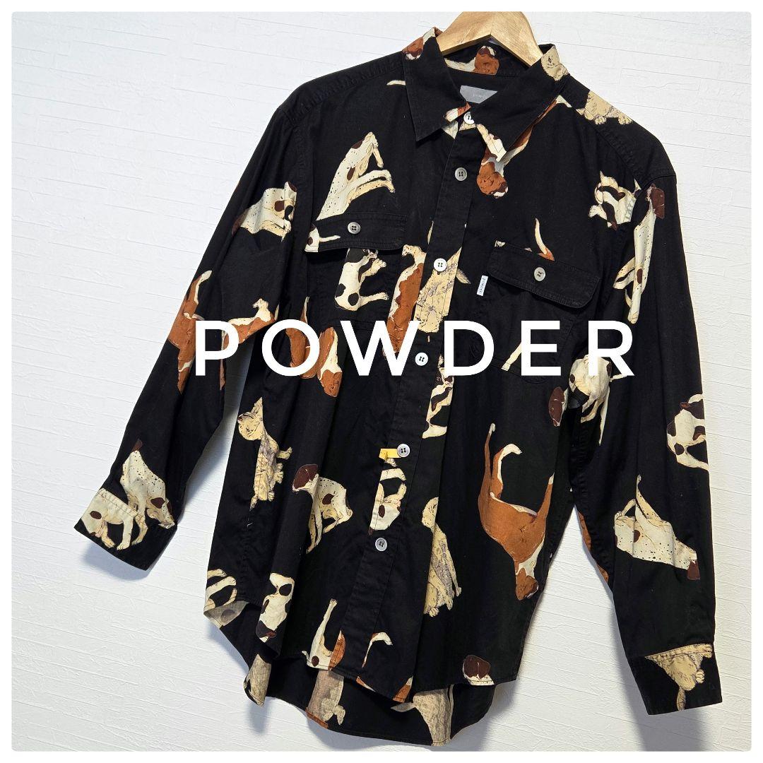 POWDER 犬プリント 長袖シャツ 黒 ヴィンテージ パウダー 下迫秀樹