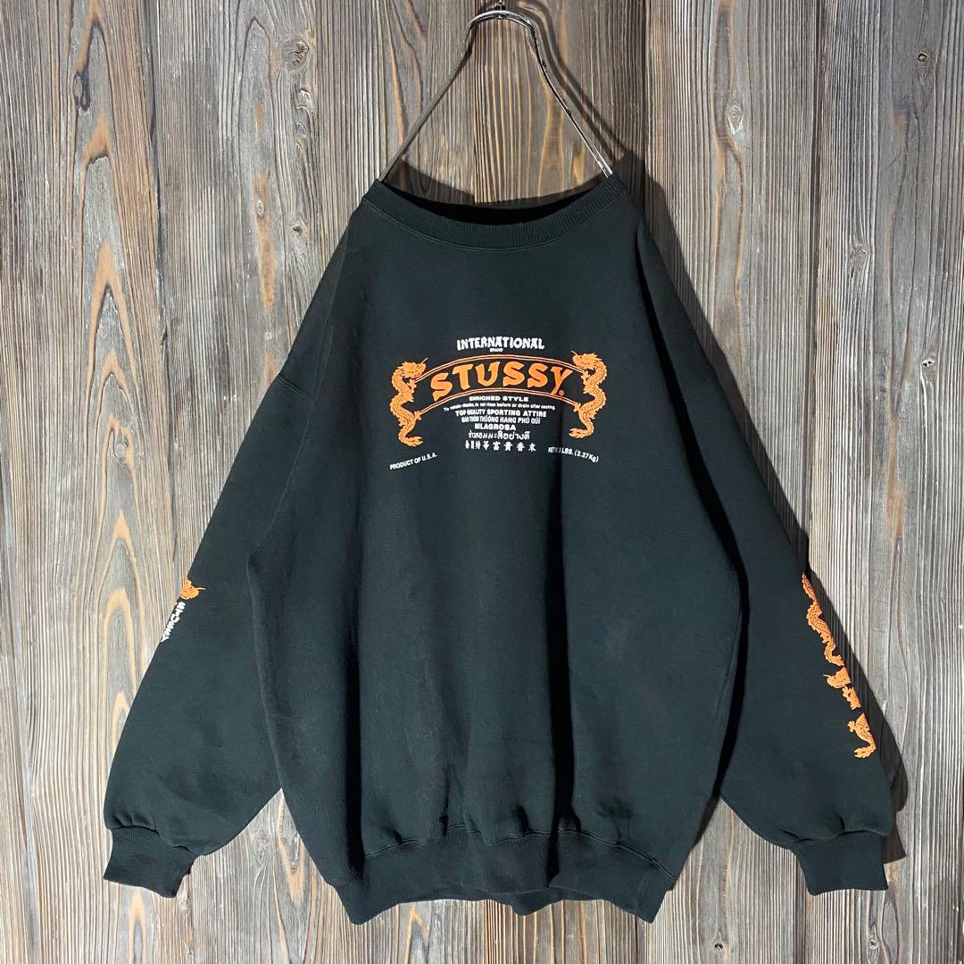90s Old Stussy オールドステューシー スウェット ドラゴン 袖 - メルカリ
