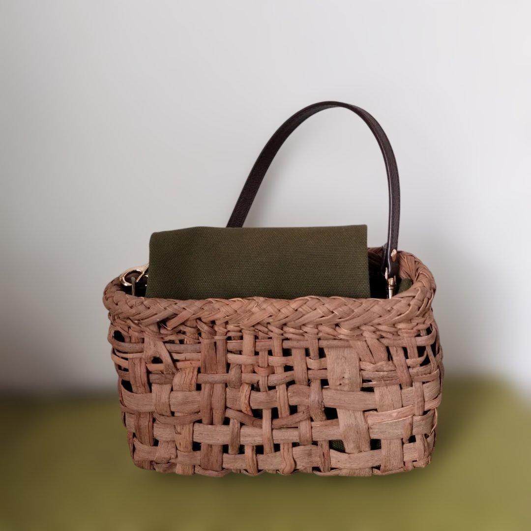 い*福様 山葡萄市松編みショルダーバッグ 約横20高さ12幅6 約横20高さ