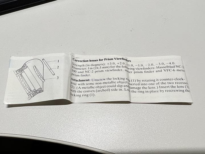 0392 HASSELBLAD 52159 視度補正 レンズ ハッセルブラッド - メルカリ