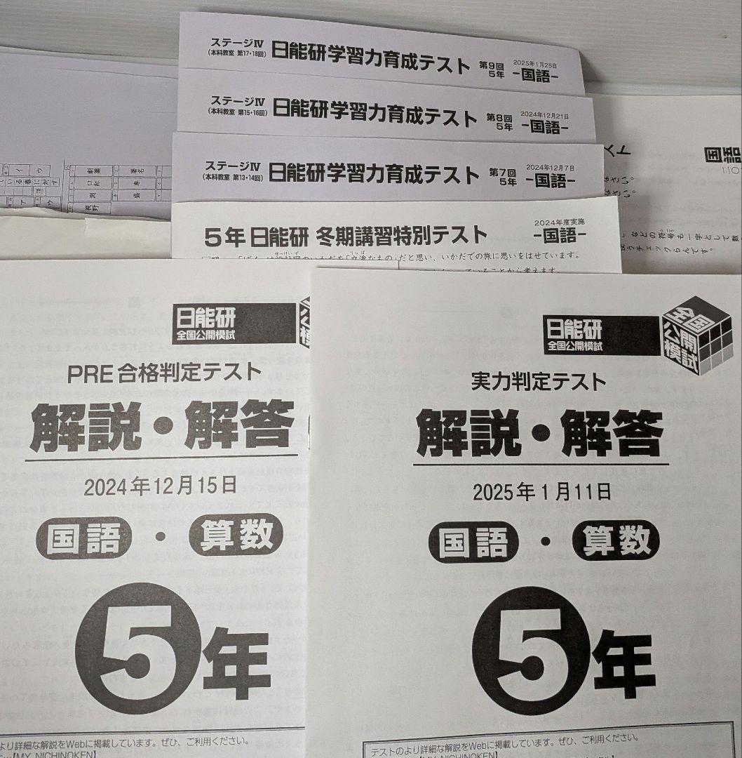 日能研 2024年 5年 冬期講習テスト 学習力育成育成テスト 公開模試 計6