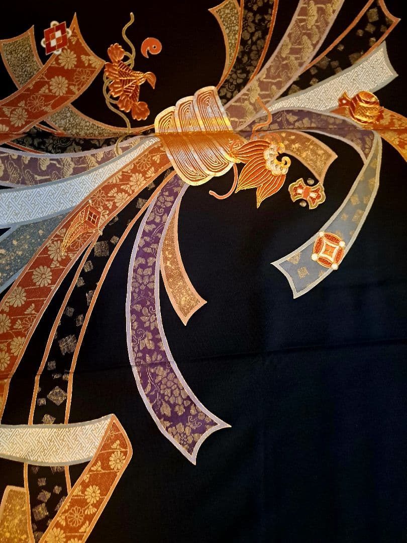 美品❇️豪華金彩手描き駒刺繍 黒留め袖 比翼仕立て 五つ紋 フルセット