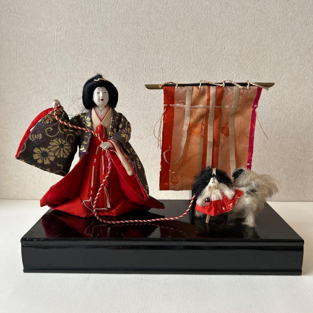 雛人形 狆引き官女 犬引き官女 狆を連れた官女 明治 大正 市松人形