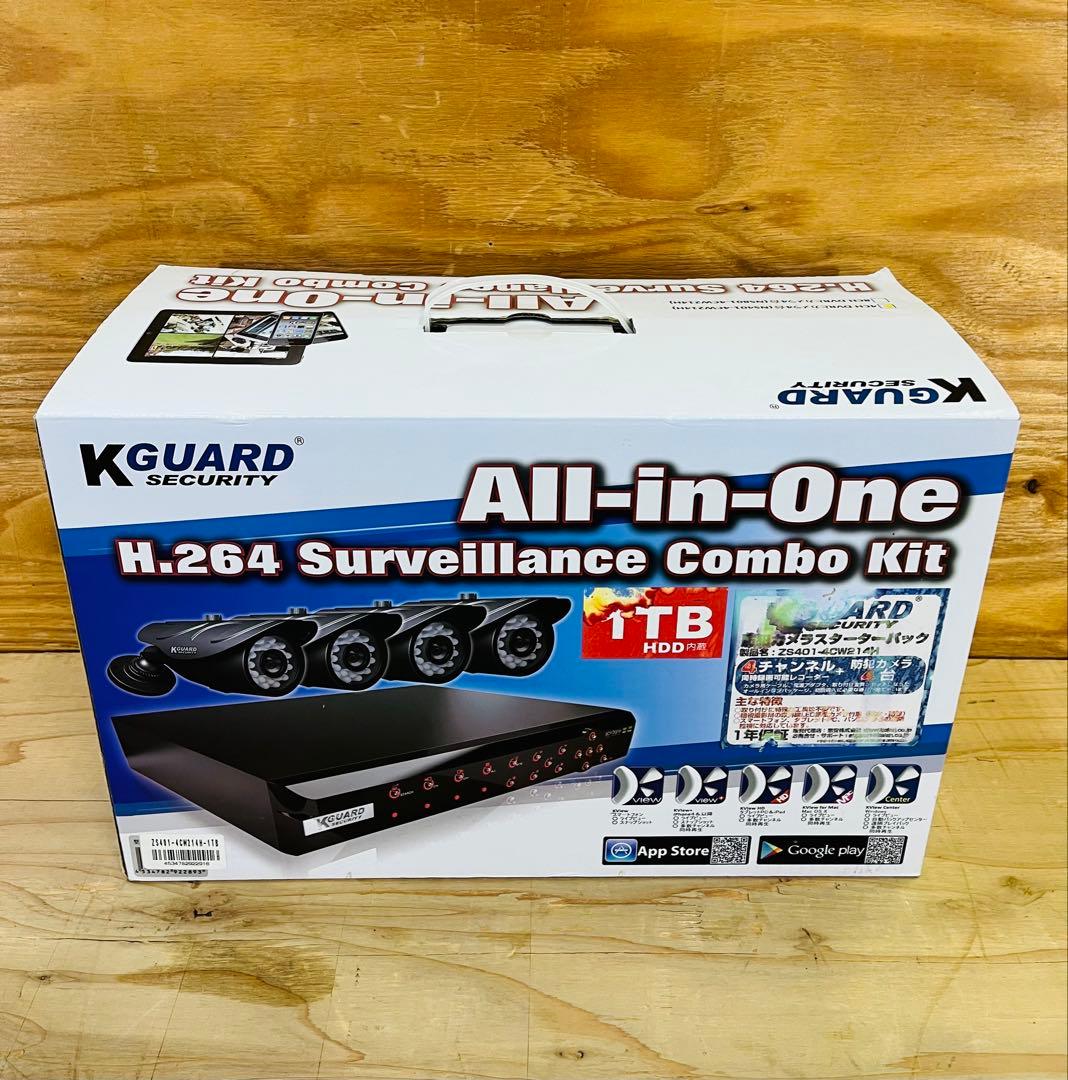 未使用品 防犯カメラ KGUARD H.264 4CH DVR コンボキット KGUARD 52万画素 屋外対応 防犯カメラ4台＋録画機セット | 沖縄 | 防犯