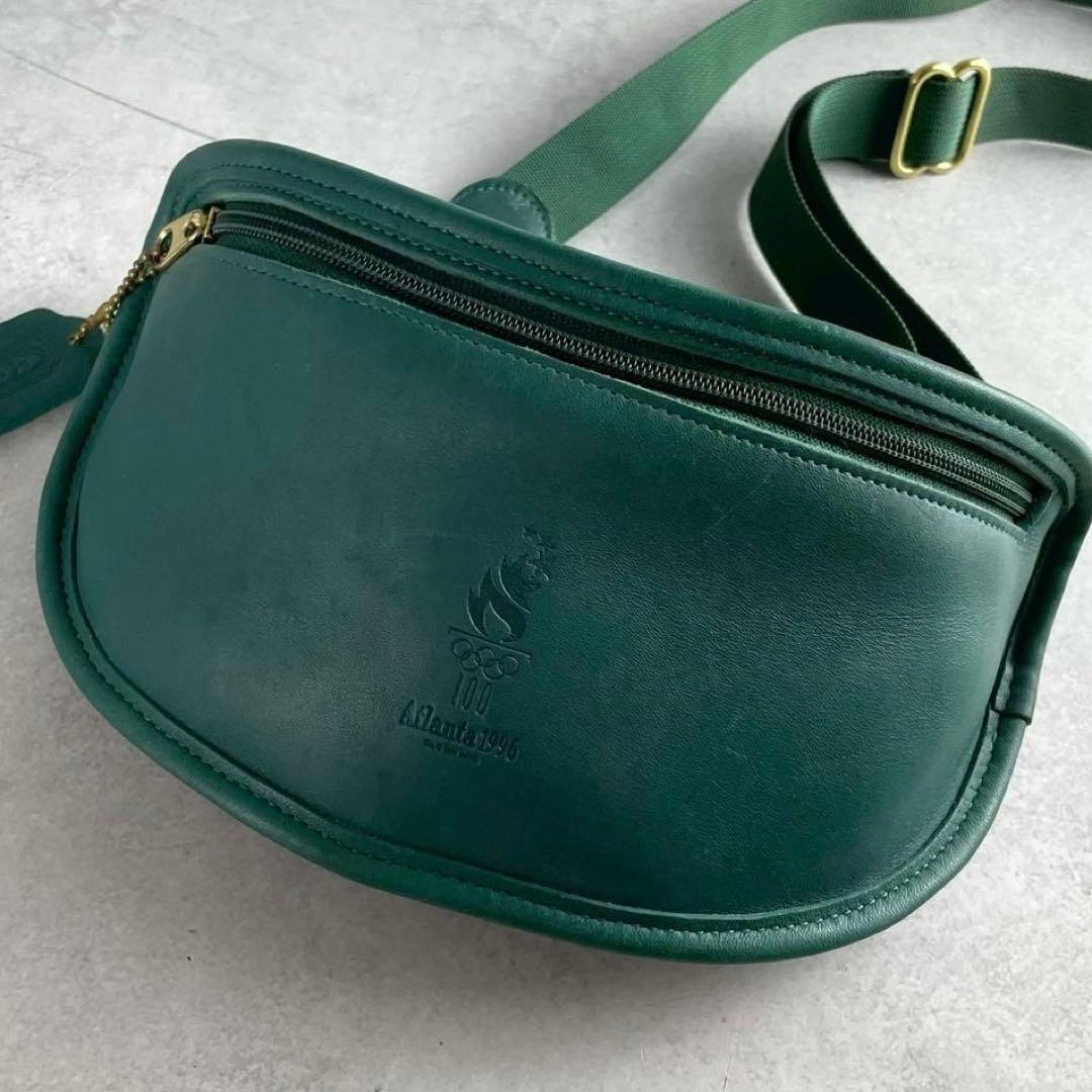 美品 オールドコーチ Atlanta Olympic 限定モデル ウエストポーチ オールドコーチ ☆レザー ウエストポーチ ブラック ボディバッグ COACH