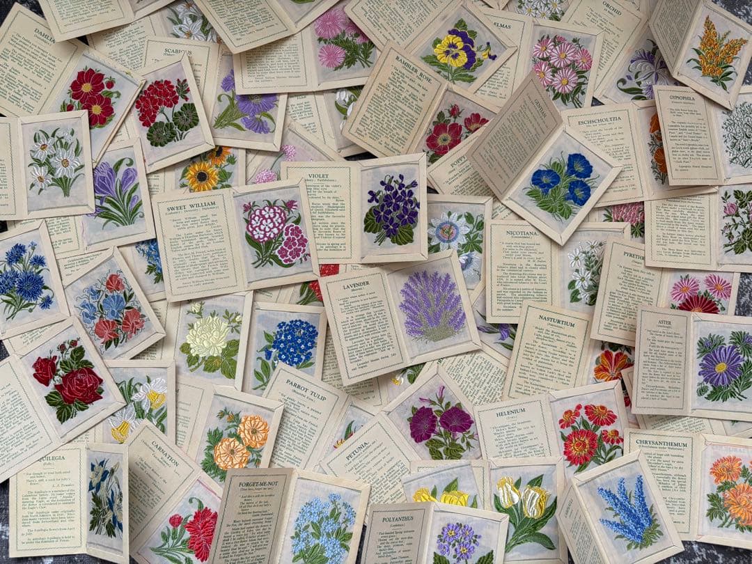 英国アンティーク　ケンジタス　シルクカード　60枚　ミディアムサイズ　ノベルティ Wileman】シェリー トリオ2客＆大皿プレート｜1890年代 英国