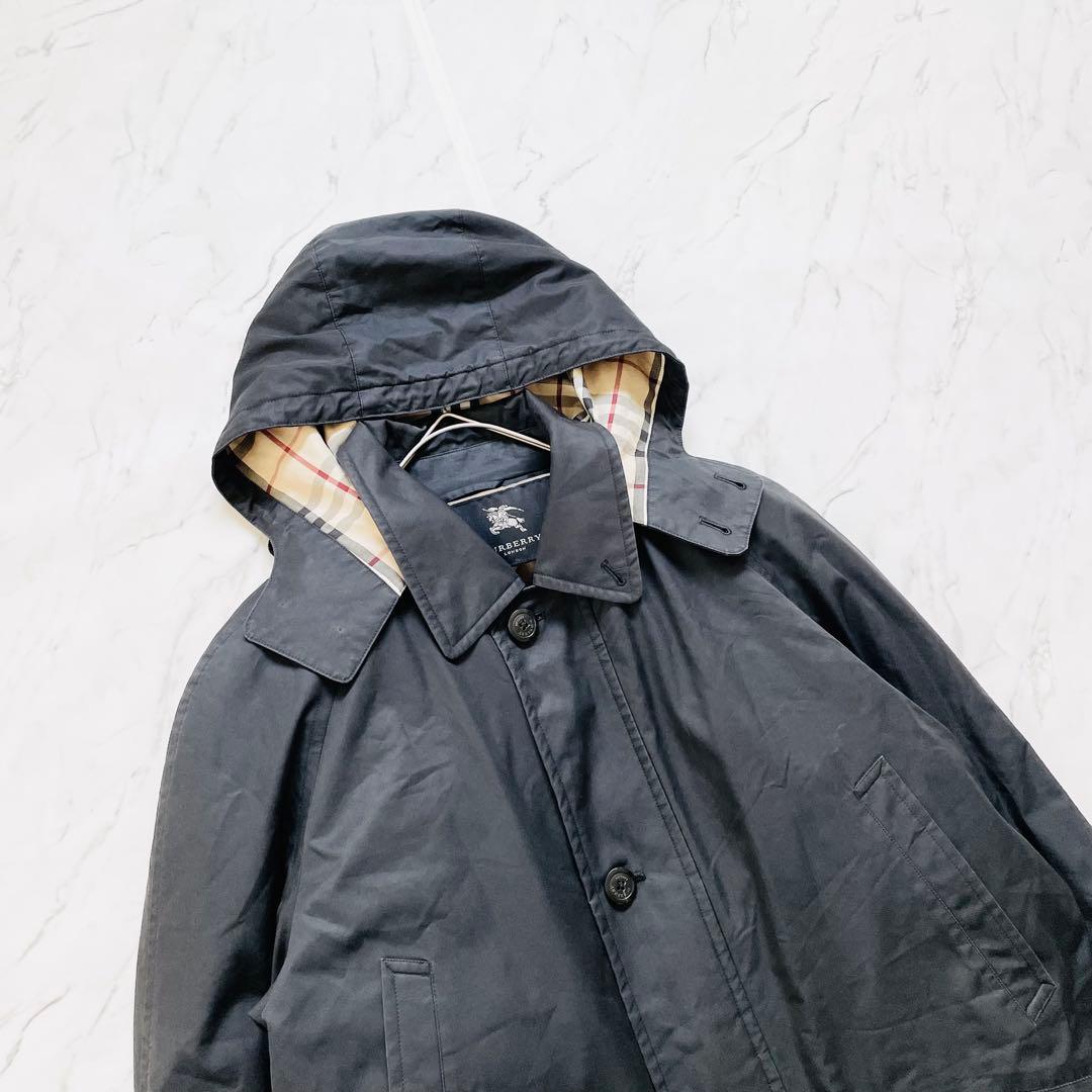 バーバリー モッズコート ダウンライナー付き ノバチェック フード付き