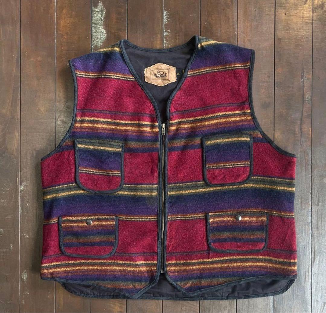 USA製！！【Woolrich ウールリッチ】ヴィンテージウールベスト XL 50's Woolrich ウールリッチ ジップアップウールベスト グレー 針刺
