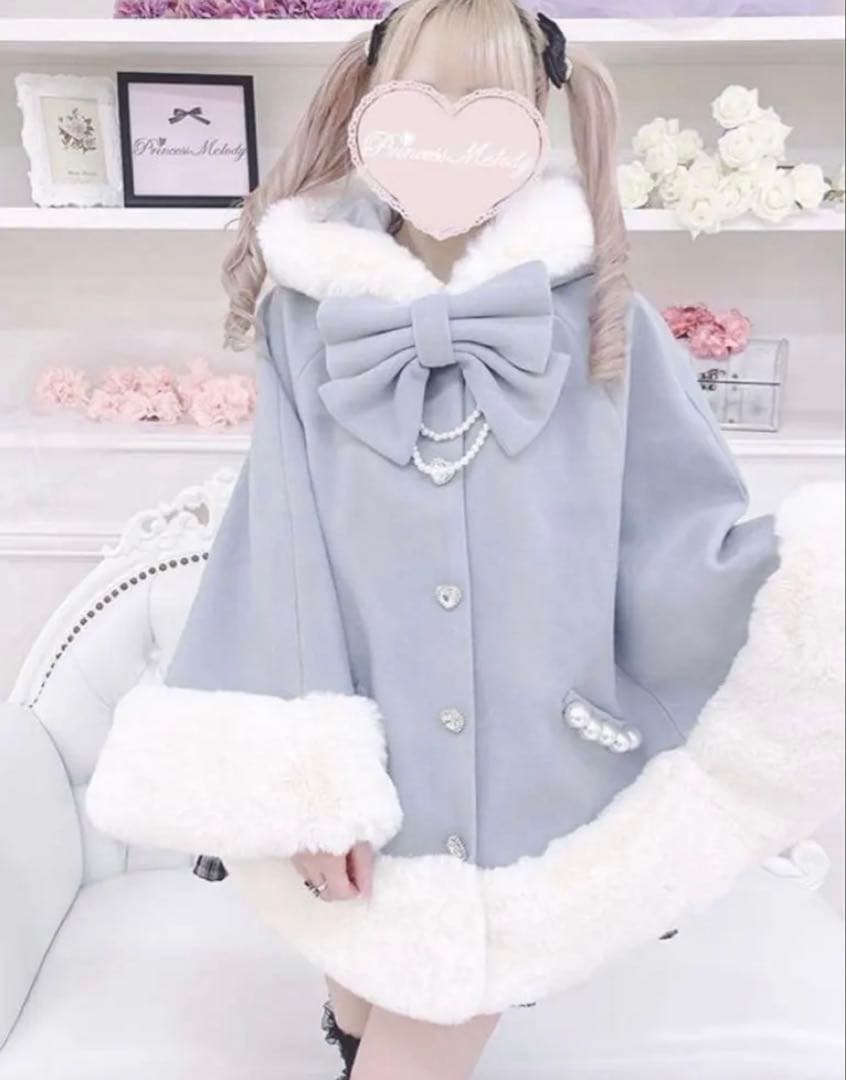 MARS ポンチョ ポンチョコート 量産型 ブルー　水色 マーズ MARS】 ポンチョ ケープコート ホワイト 白 マーズ 量産型 新品未使用