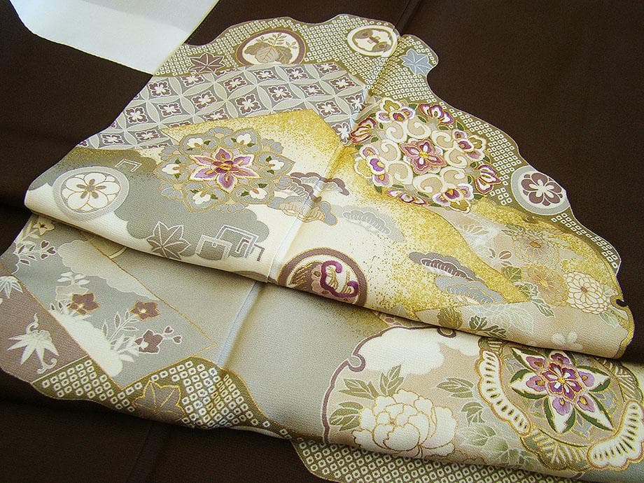 緑 秀逸品 極上縮緬地 帝王紫 高級訪問着（正絹）仕立上り＜HH2288