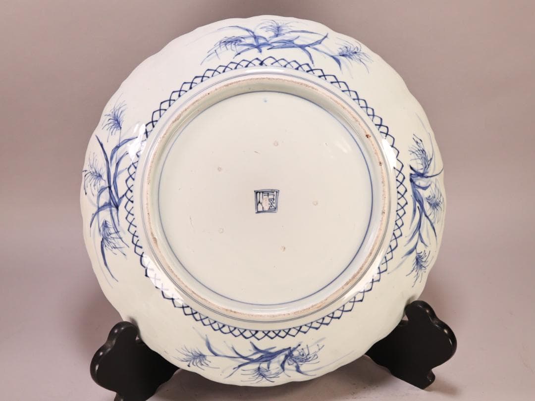 BK265 江戸期 古伊万里 古染付鹿文 大皿 49㎝ 二重角福 1尺6寸 - メルカリ