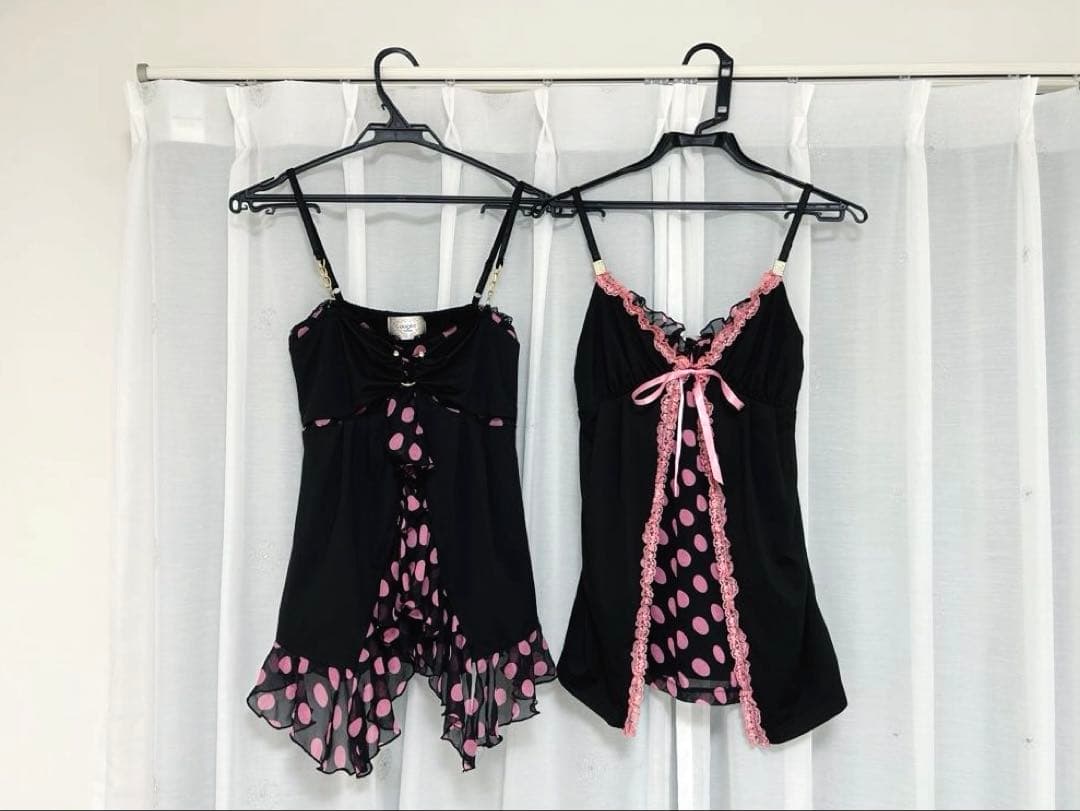 GOLDS♡初期デザイン♡ドット柄キャミトップス♡2点セット♡ブラック×ピンク ニュアンス柄キャミOP|RETRO GIRL | RETRO GIRL ONLINE STORE レトロ