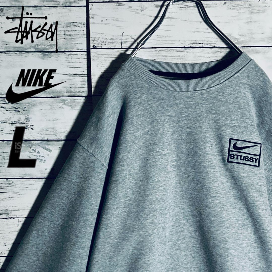 限定コラボ】ステューシー×ナイキ☆ワンポイント刺繍ロゴ 裏起毛 2XL