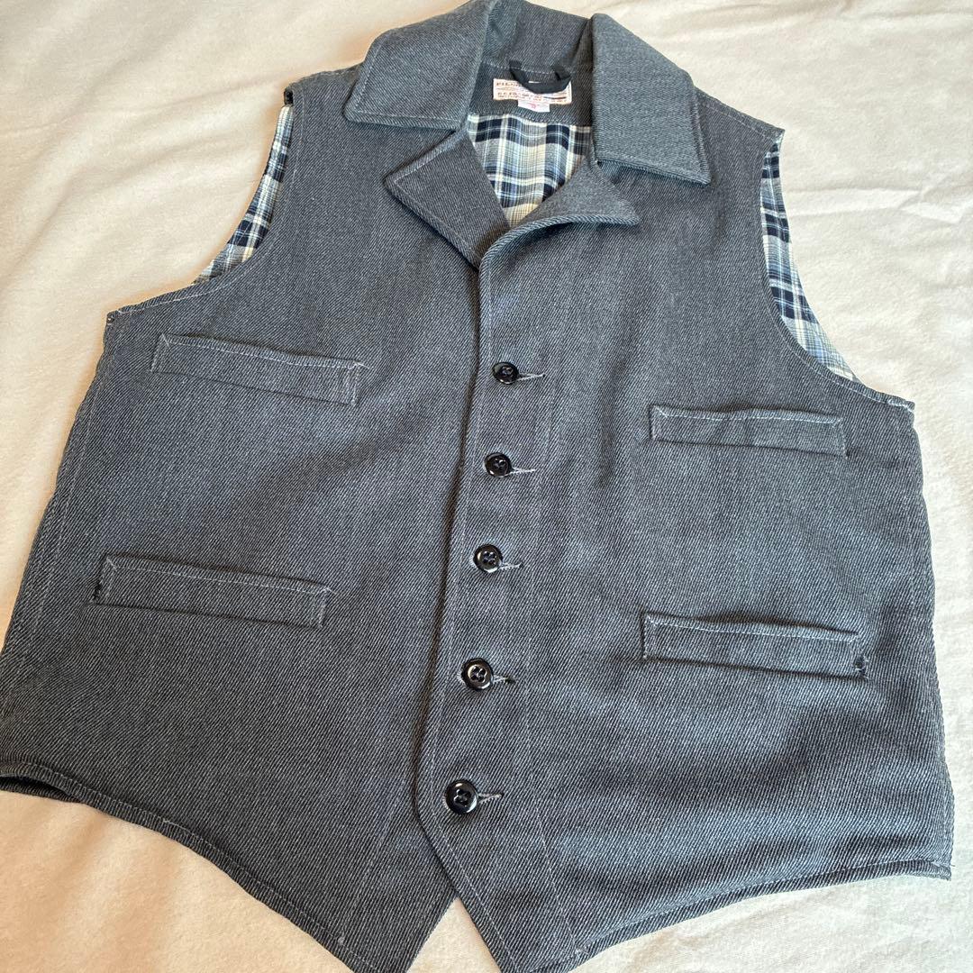 酢*様 USA製　フィルソン　ウィップコード襟付きベスト M ウール FILSON○襟付きウィップコードベストグレーsize XL○240926i4-m-vs
