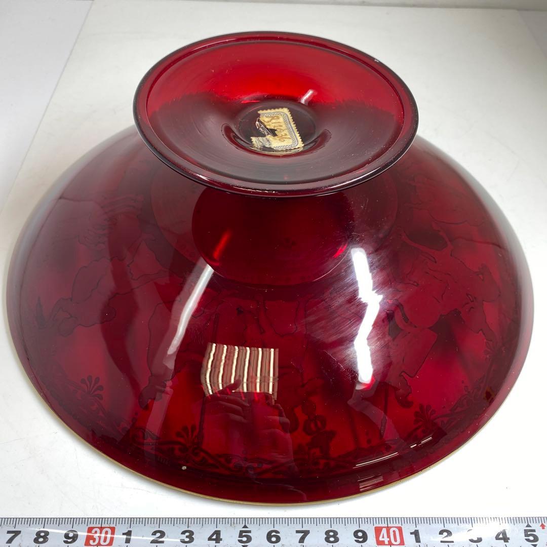 ムラーノ ベネチアングラス 人物金彩コンポート 直径25.8㎝東な7-0303②