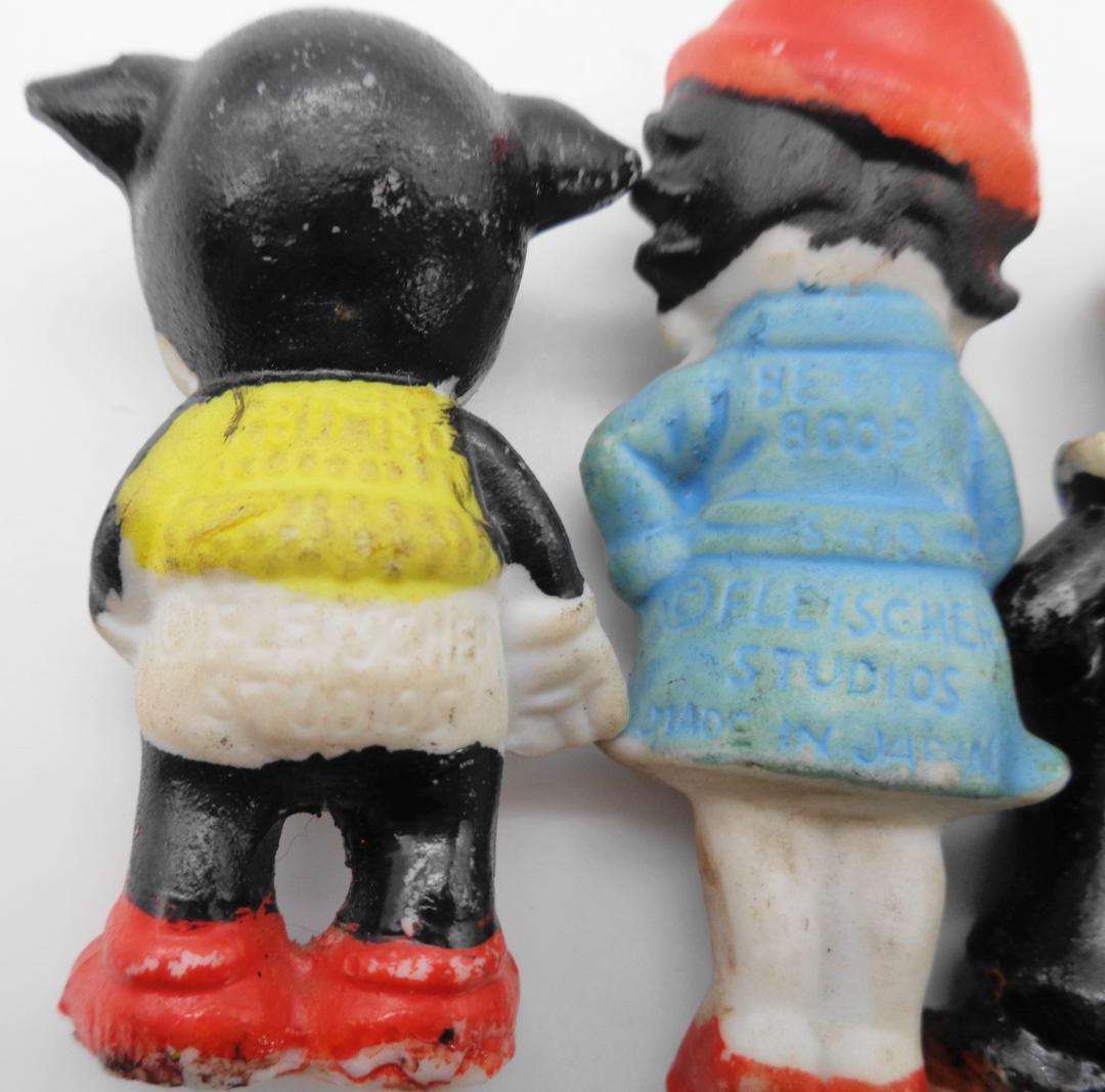 戦前Betty Boop〗ベティちゃん、道化師ココ、犬のビンボー陶磁器人形