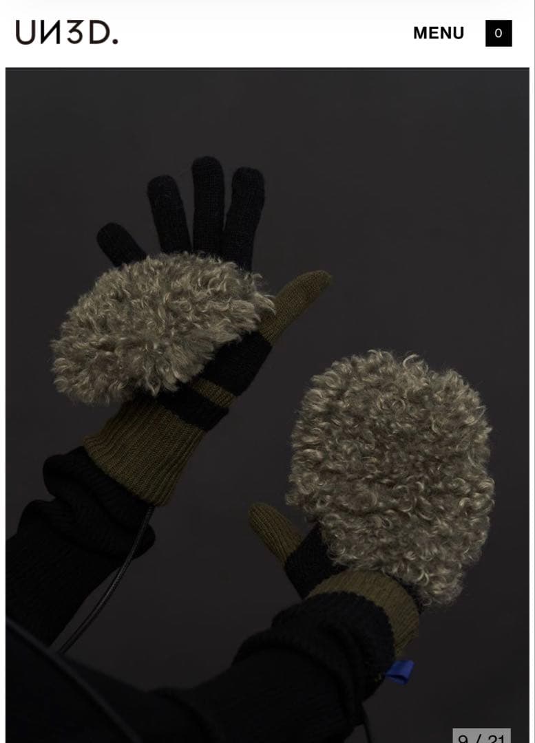 UN3D. ファー付きミトン 2WAYビッグボアグローブス