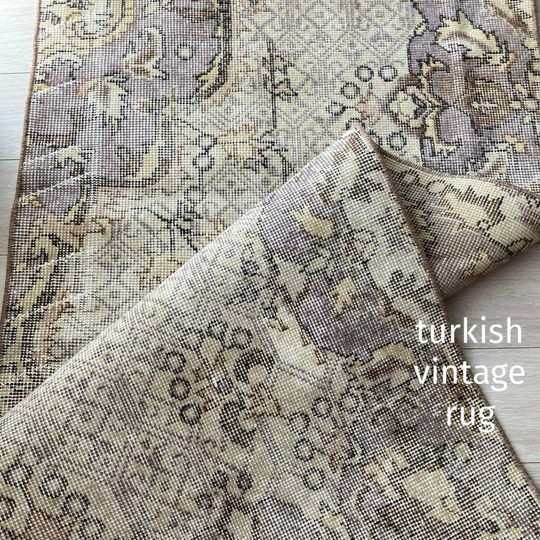 3m超ロング／76×297 グレー メダリオンランナー トルコヴィンテージラグ