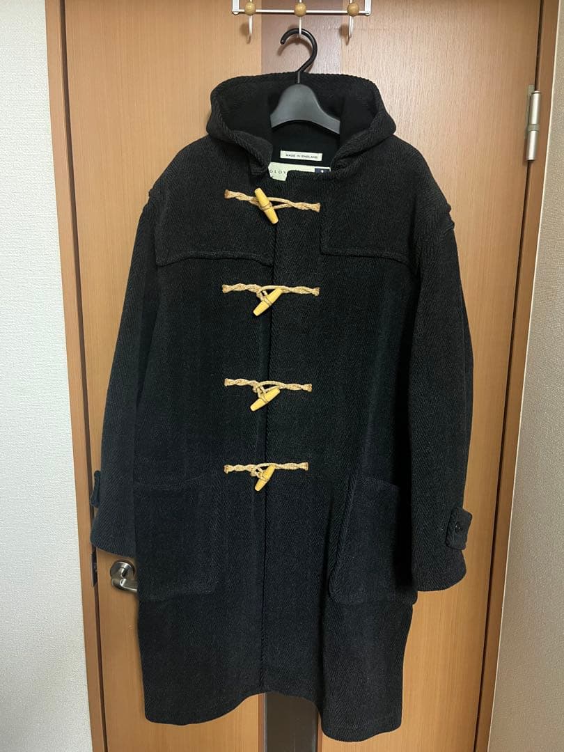 美品◎グローバーオール ダッフルコート ヘリンボーン 英国製 L-XL 灰 GLOVERALL グローバーオール ダッフルコート 42 英国製 ヘリンボーン