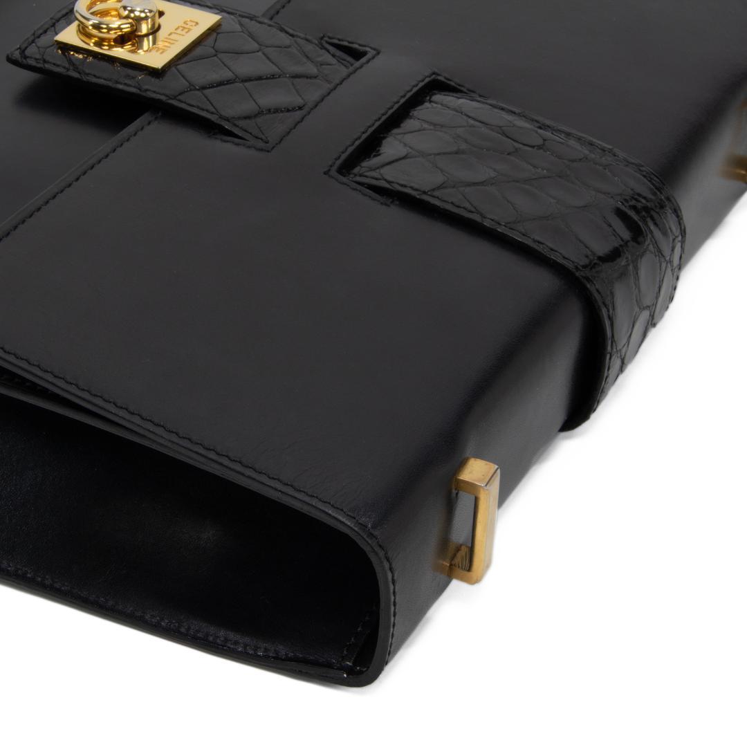 本物 セリーヌ ショルダーバッグ レディース クロコ型押し 黒 斜め掛け